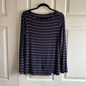 Amour Vert Soft Long Sleeve Pink Blue Stripe Top Minimalist Gorpcore Slouchy L